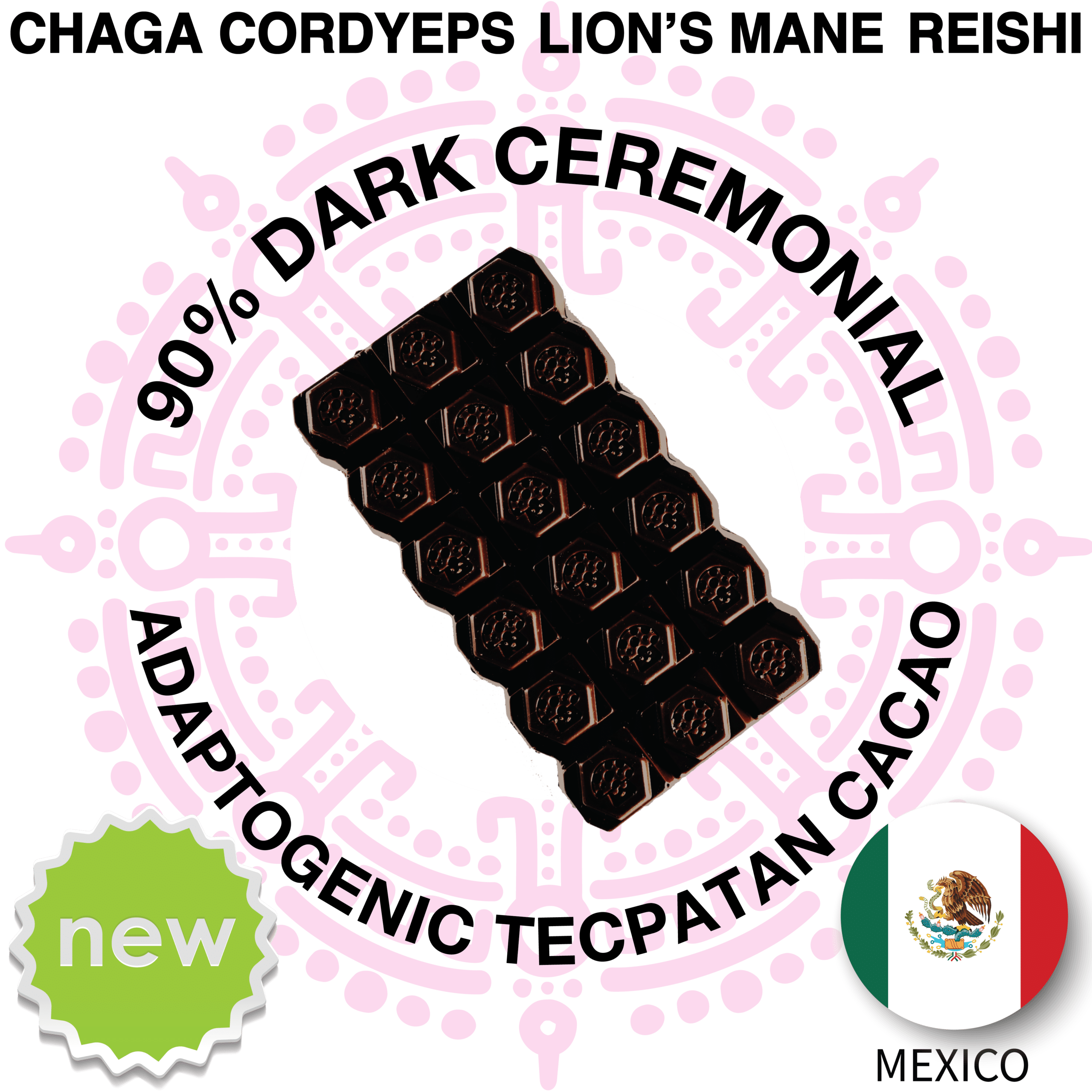 100% PURE Ceremonial Cacao – Adaptogenic “Lavado” Minibars w/ Chaga, Cordyceps, Lion’s Mane & Reishi